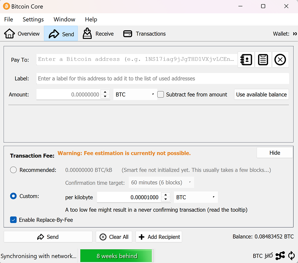 Bitcoin-QT RBF (replace by fee)